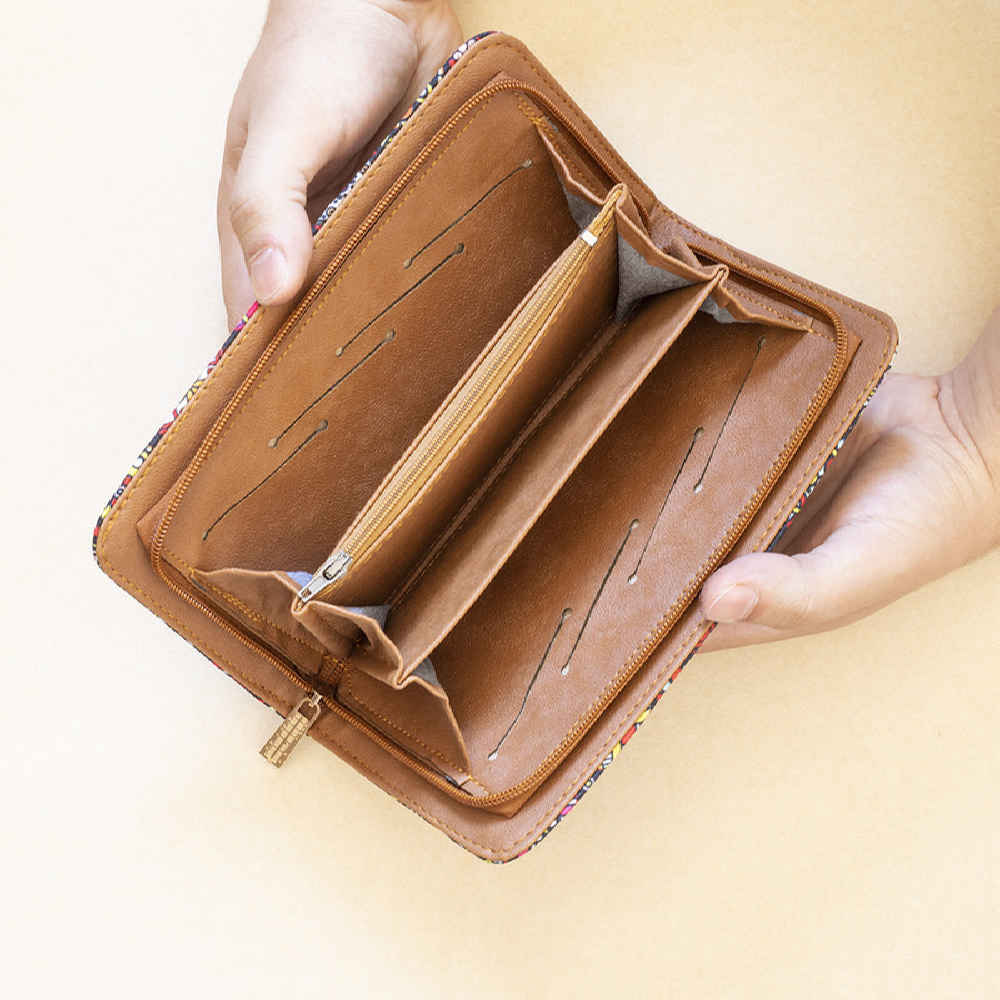 Portefeuille en tissu pour femmes avec motif inspiré de l’art persan Parham