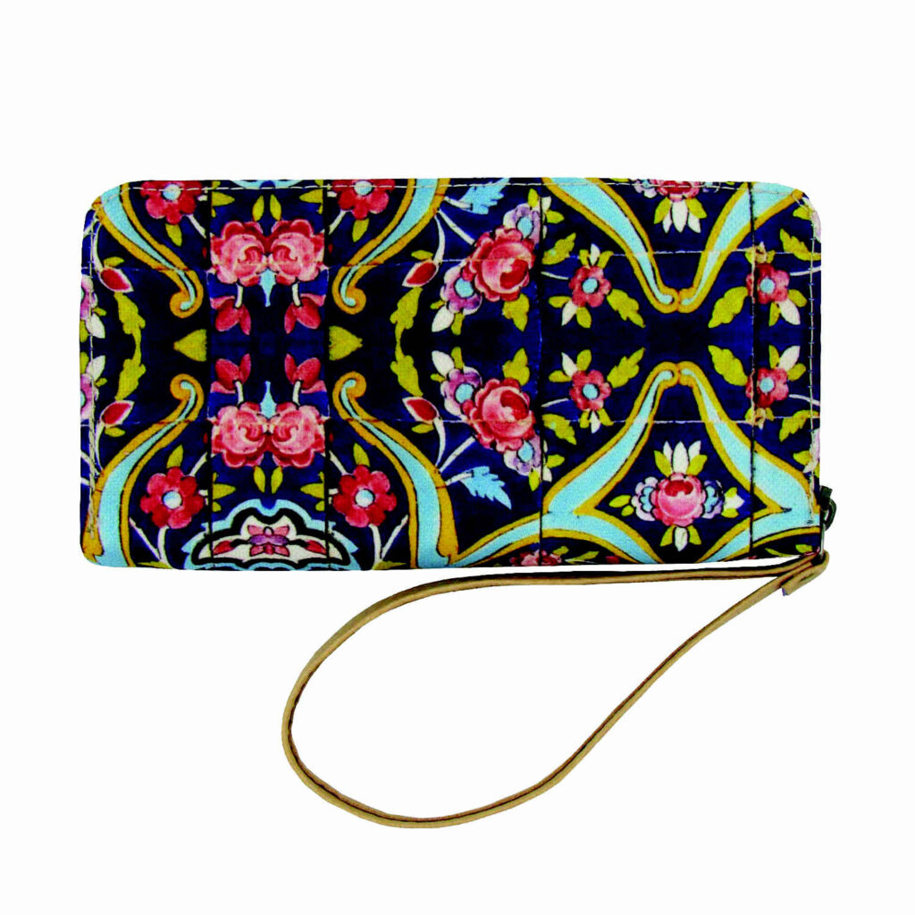 Portefeuille en tissu pour femmes avec motif inspiré de l'art persan Mahnaz