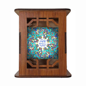 Motif Roshna – Porte-stylo de Bureau en Bois avec Design Inspiré par la Perse