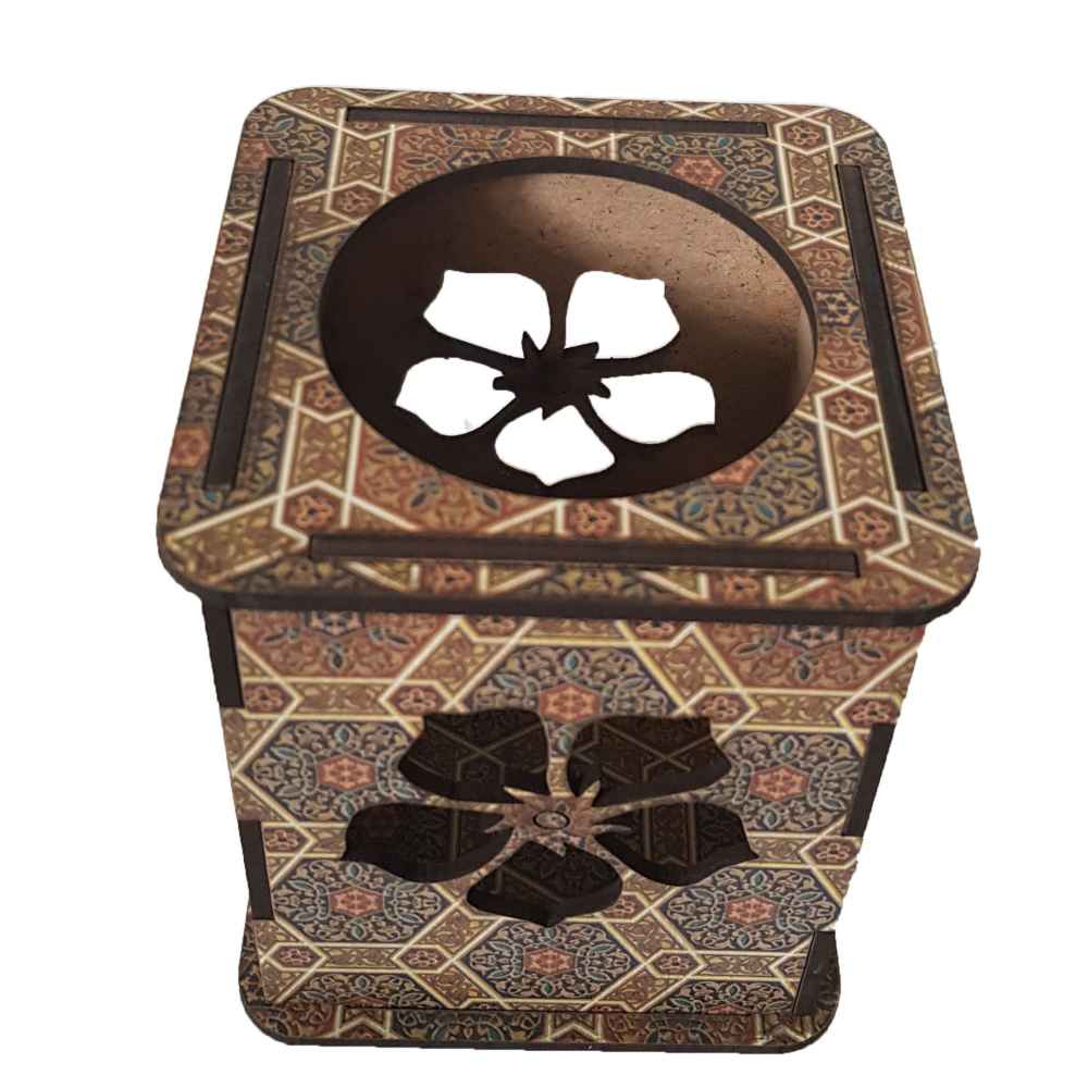 Porte-stylo islamique en bois pour bureau avec calligraphie Fatima