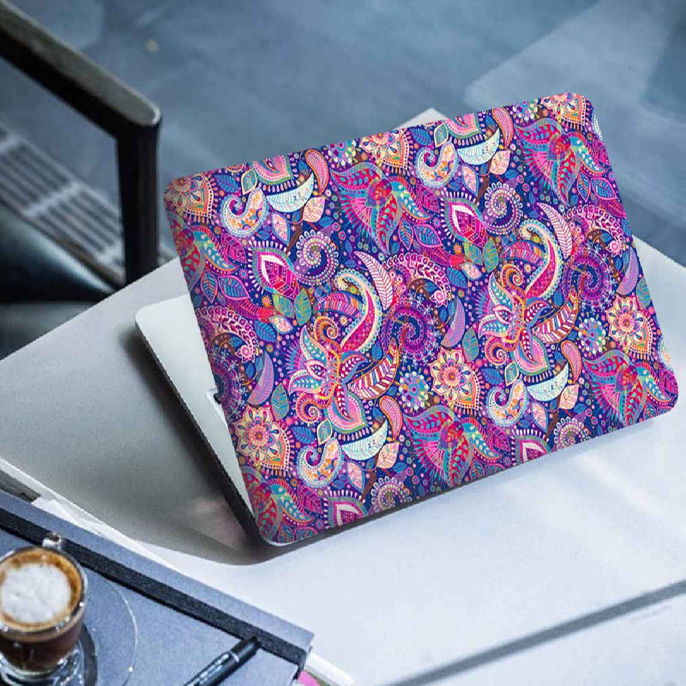 Autocollant sticker pour ordinateur portable motif ornement floral