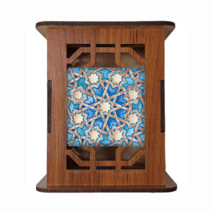 Motif Étoiles – Porte-stylo en Bois Fait Main avec Motifs Persans