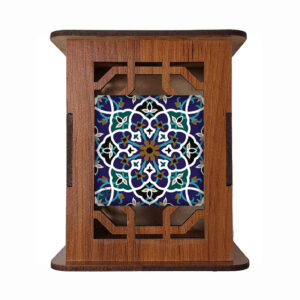 Design Bleu – Porte-stylo en Bois Persan Élégant pour Espaces de Bureau