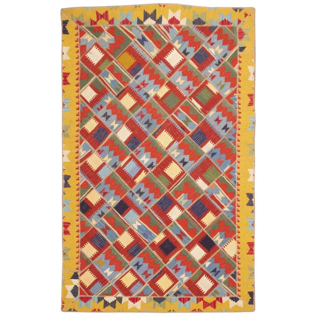 Tapis Kilim en laine persane tissé à la main à Fars Traditionnel Ata