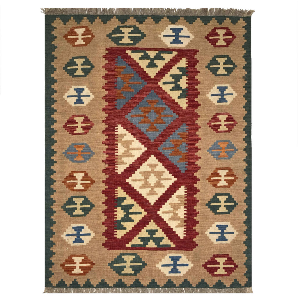 Tapis Kilim en laine persane tissé à la main Traditionnel Modèle Hamara
