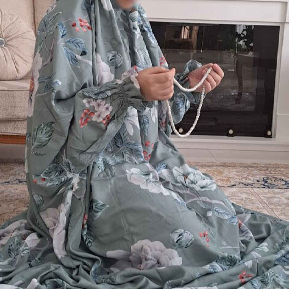 Tchador Islamique de Namaz avec Manches pour Femmes Idéal pour la Prière – Motif Floral Samin