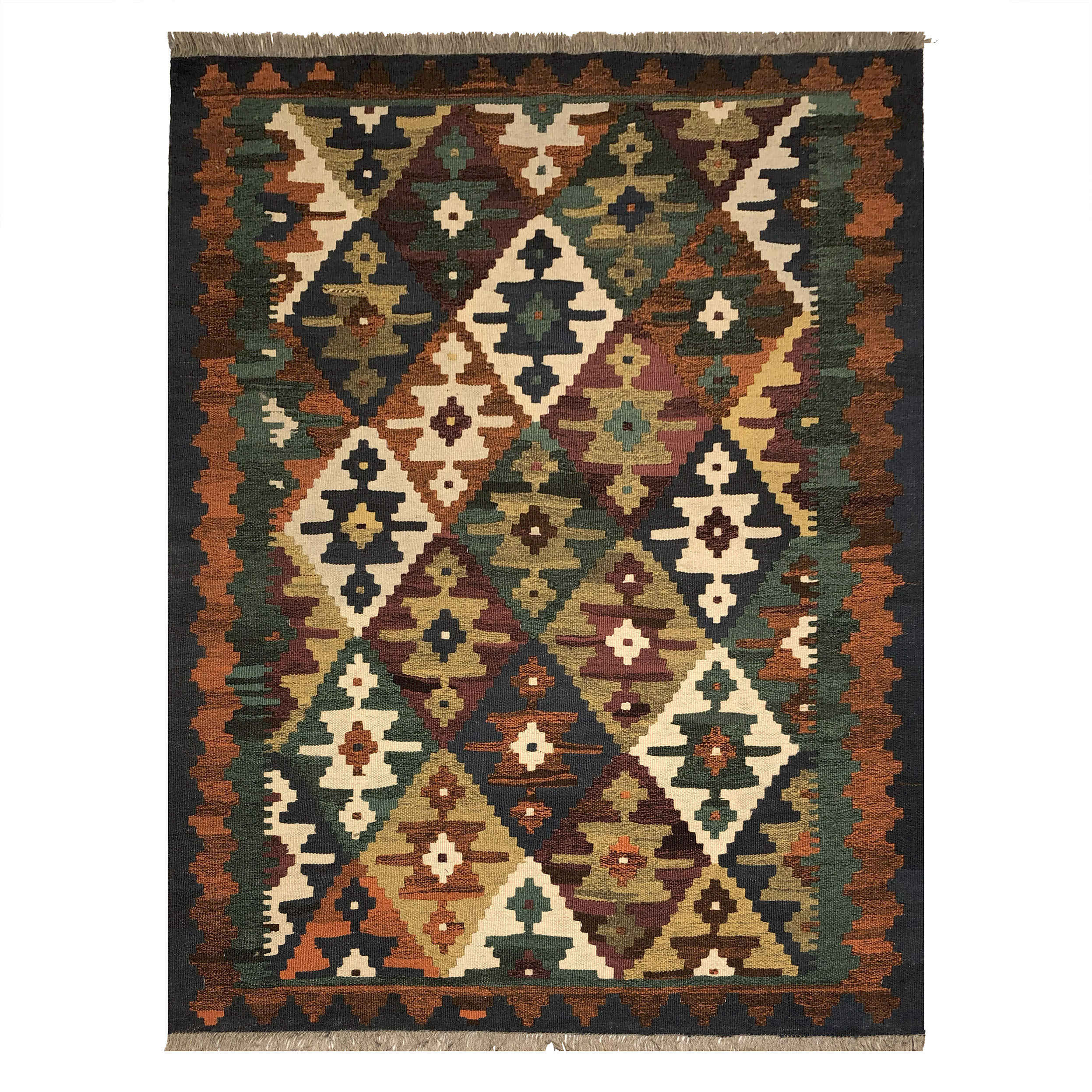 Tapis Kilim en laine persane tissé à la main Traditionnel Qashqai Hanna