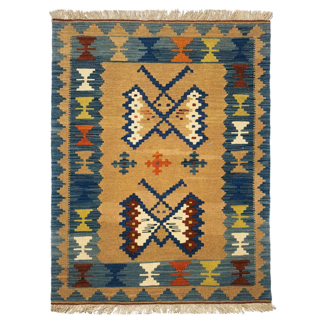 Tapis Kilim en laine persane tissé à la main Traditionnel Modèle Parvane