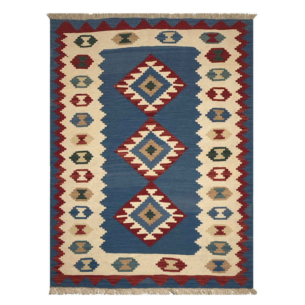 Tapis Kilim en laine persane tissé à la main Traditionnel Qashqai Laleh