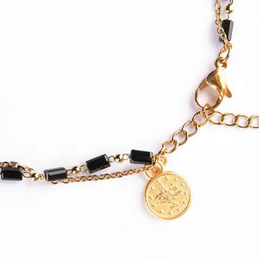 Bracelet Cheville en Chaîne Noire Modèle Libellule