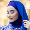 Voile Foulard Hijab en Mousseline Bleu pour Femmes Musulmanes