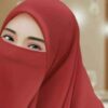 Foulard Carré en Crêpe Islamique Rouge Brique & Niqab pour Femmes