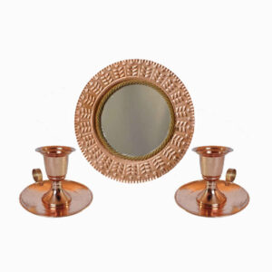 Ensemble miroir et bougeoirs en cuivre persan – Design Miracle