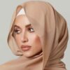 Voile Foulard Hijab en Mousseline Beige pour Femmes Musulmanes