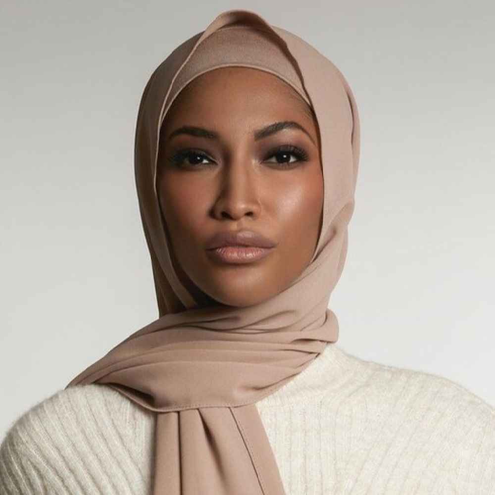 Voile Foulard Hijab en Mousseline Beige pour Femmes Musulmanes