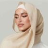 Voile Foulard Hijab en Mousseline Crème pour Femmes