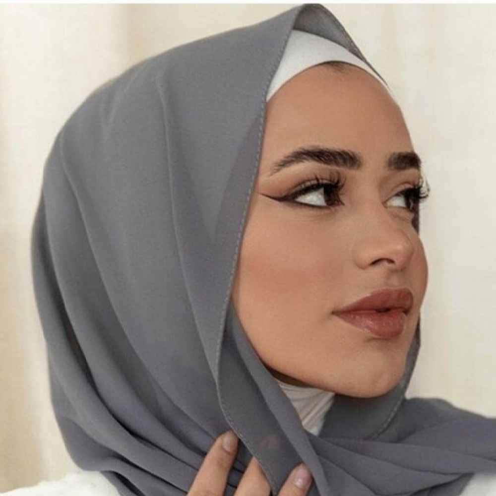 Voile Foulard Hijab en Mousseline Gris Foncé pour Femmes Musulmanes