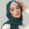 Voile Foulard Hijab en Mousseline Vert pour Femmes Musulmanes