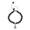 Bracelet Perlé pour Femme – Design Hamsa Noir
