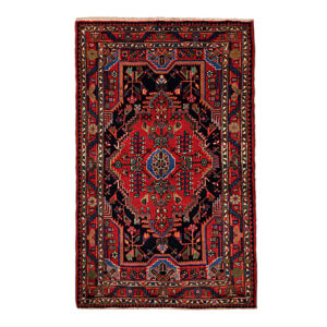 Tapis Persan Fait Main Médaillon Intriqué en Laine Jardin Noir