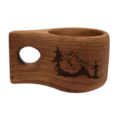 Tasse Rustique en Bois - Tasse de Camping Artisanale Modèle Montagne