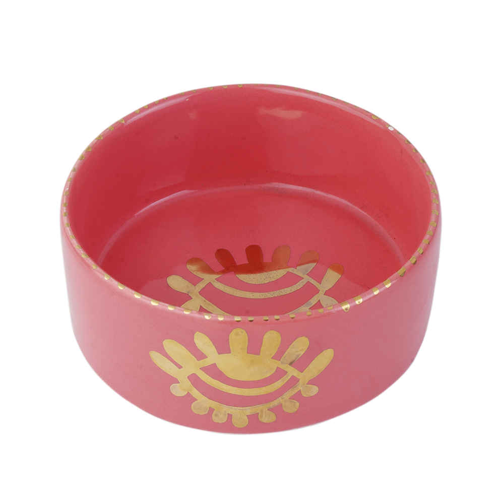 Bol décoratif en céramique rose fait main modèle Eye