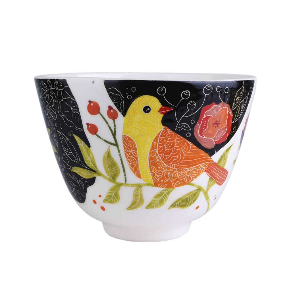 Bol décoratif en céramique persane fait main modèle Parandeh