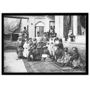 Affiche murale PVC persane noir et blanc avec cadre – Ghajarieh