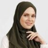 Voile Foulard Hijab en Mousseline Vert Chasseur pour Femmes Musulmanes