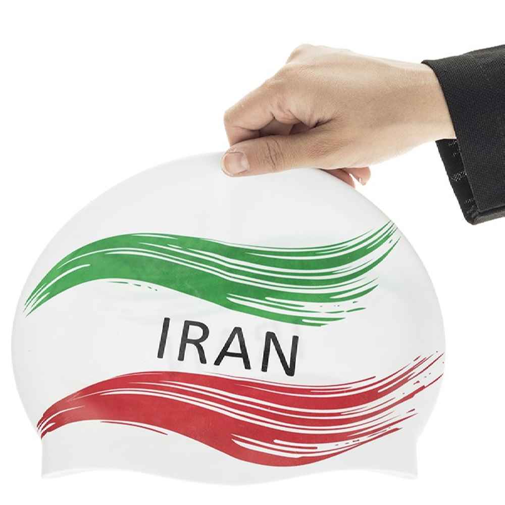 Bonnet de Bain en Silicone avec Design du Drapeau d’Iran