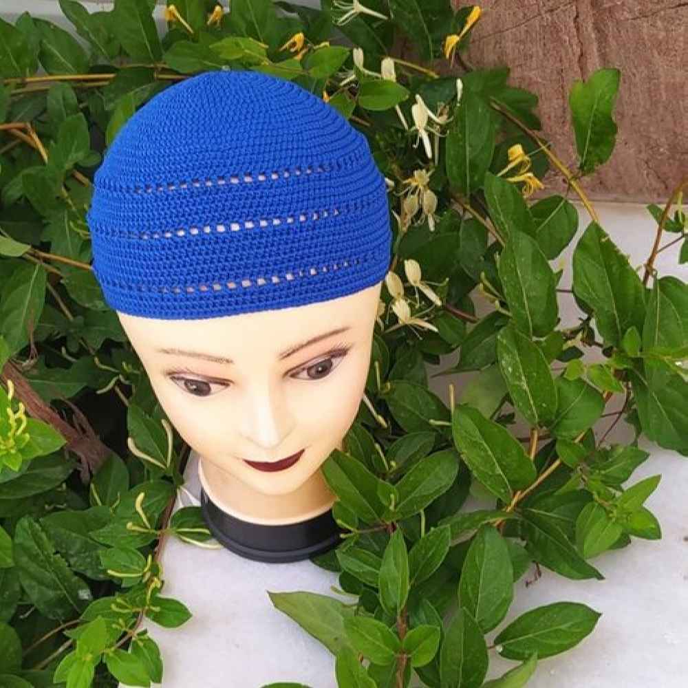 Kufi Taqiyah Turc Blanc en Crochet – Chapeau de tête musulman en coton traditionnel