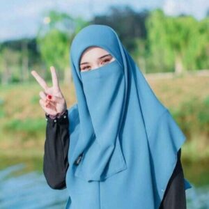 Foulard Carré Musulman Light Blue & Demi-Niqab pour Femmes