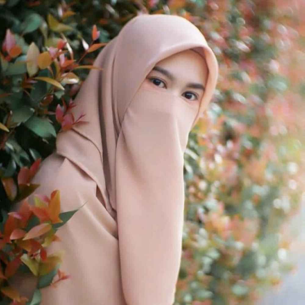 Foulard en Crêpe Islamique Marron Clair & Demi-Niqab pour Femmes