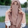 Foulard en Crêpe Islamique Marron Clair & Demi-Niqab pour Femmes