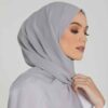 Voile Foulard Hijab en Mousseline Gris Clair pour Femmes