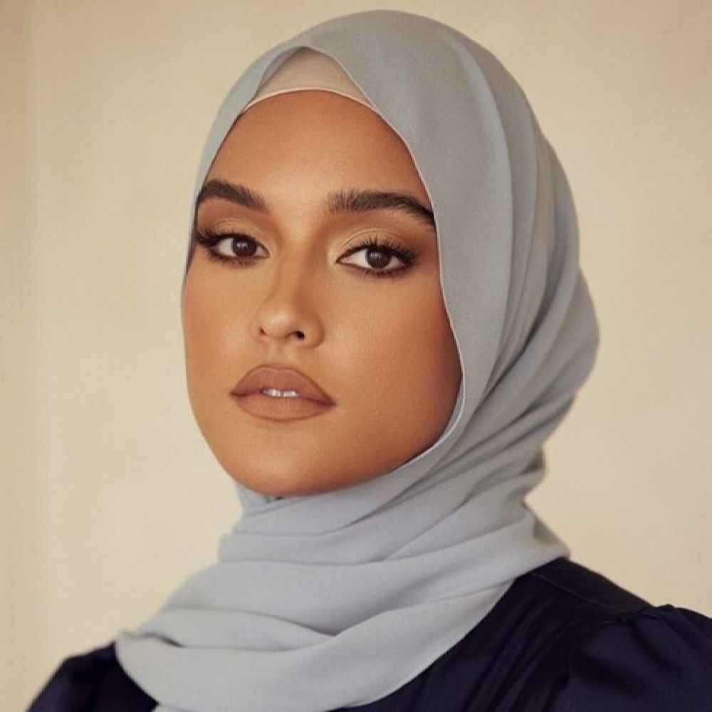 Voile Foulard Hijab en Mousseline Gris Clair pour Femmes