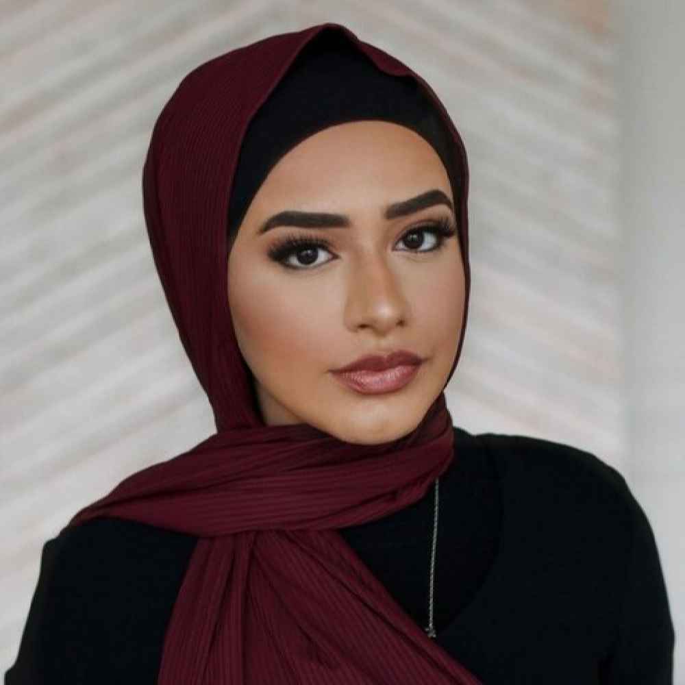 Voile Foulard Hijab en Mousseline Bordeaux pour Femmes Musulmanes