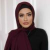 Voile Foulard Hijab en Mousseline Bordeaux pour Femmes Musulmanes