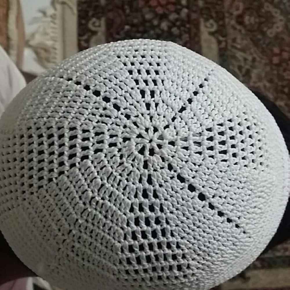 Kufi Taqiyah Turc Blanc – Chapeau de tête musulman en coton traditionnel