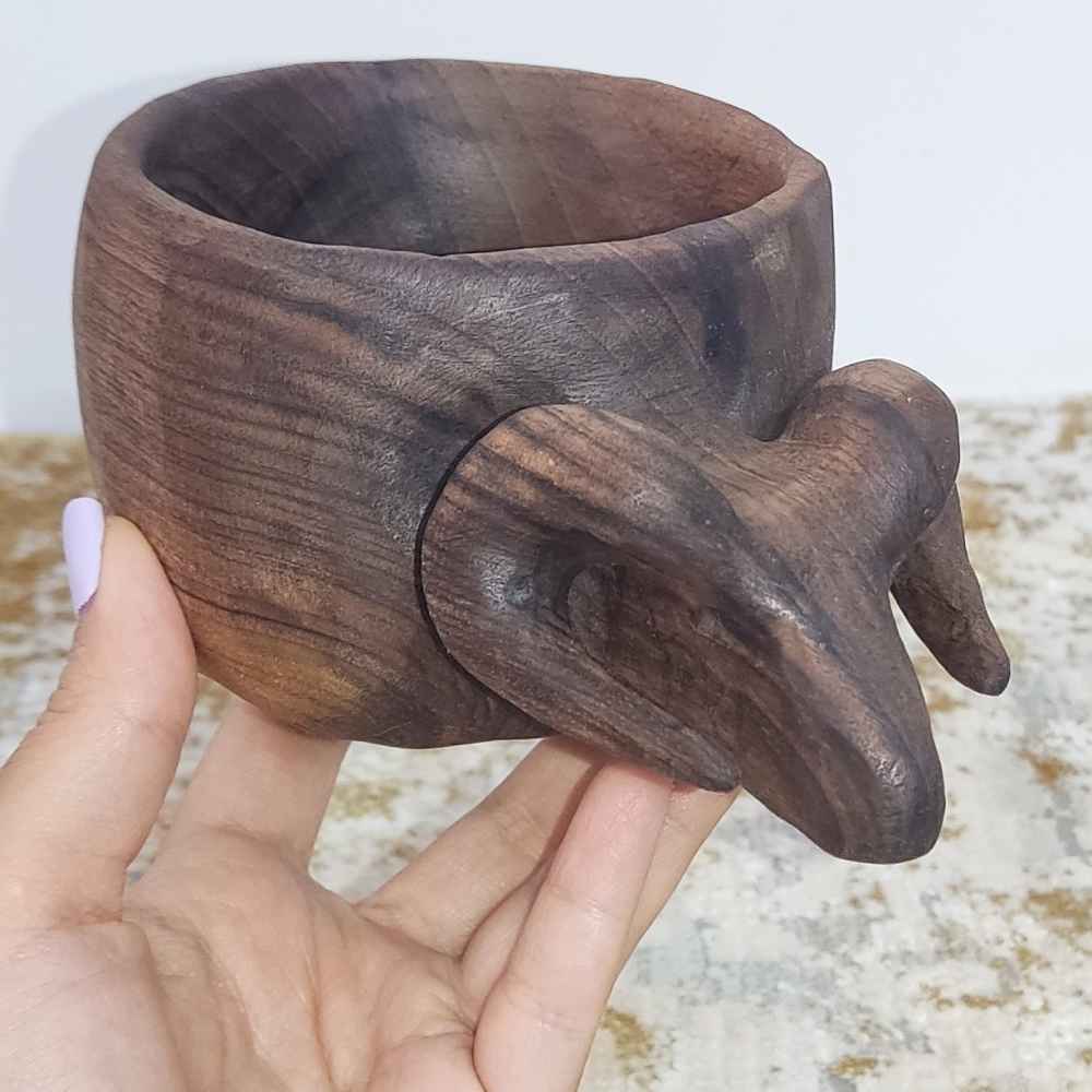Tasse Rustique en Bois – Tasse de Camping Artisanale Modèle Buffle