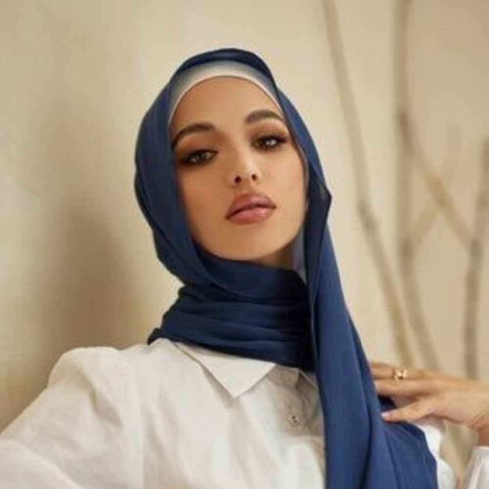 Voile Foulard Hijab en Mousseline Bleu Marine pour Femmes Musulmanes