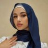 Voile Foulard Hijab en Mousseline Bleu Marine pour Femmes Musulmanes