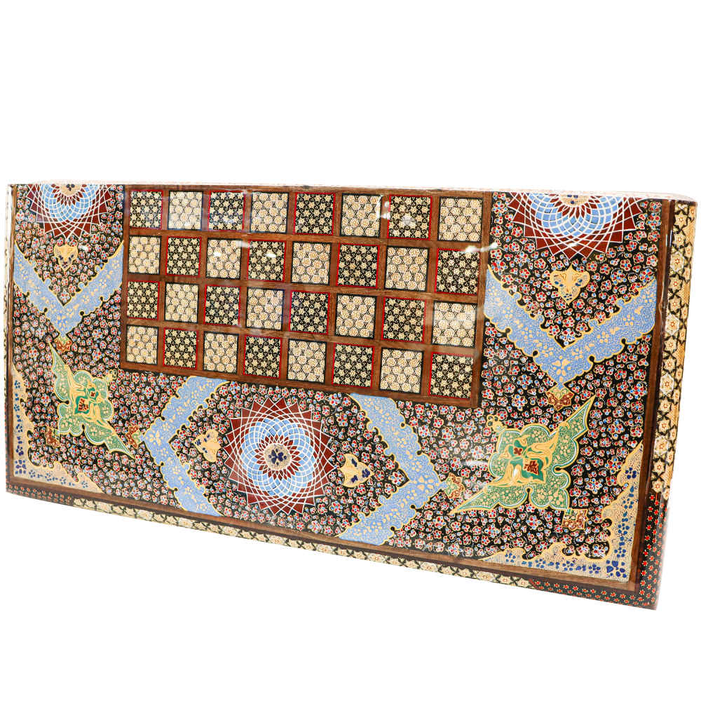 Plateau d’Échecs en Marqueterie Incrustée en Bois Persan Modèle Traditionnel