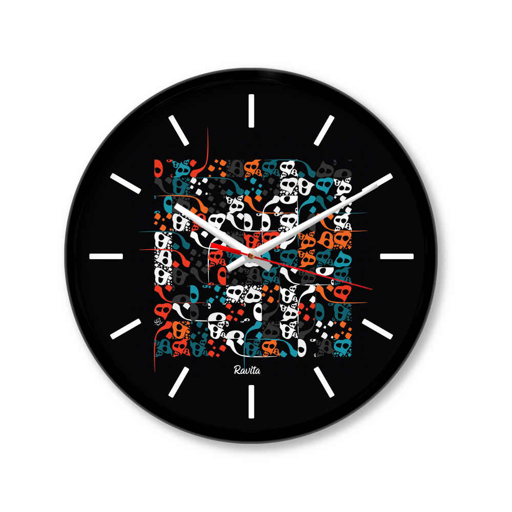 Horloge de bureau imprimée style persan ronde avec calligraphie - Alphabet
