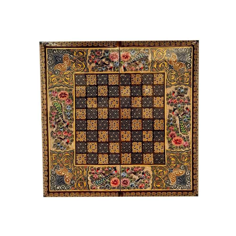 Plateau d'Échecs en Marqueterie Incrustée en Bois Persan Modèle Laya