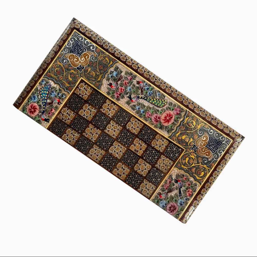 Plateau d’Échecs en Marqueterie Incrustée en Bois Persan Modèle Laya