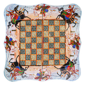 Plateau d’Échecs en Marqueterie Incrustée en Bois Persan Modèle Chowgan