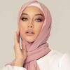 Voile Foulard Hijab en Mousseline Rose pour Femmes Musulmanes