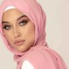 Voile Foulard Hijab en Mousseline Rose pour Femmes Musulmanes