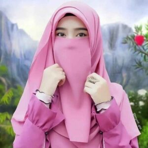 Foulard Carré Islamique Rose & Demi-Niqab pour Femmes